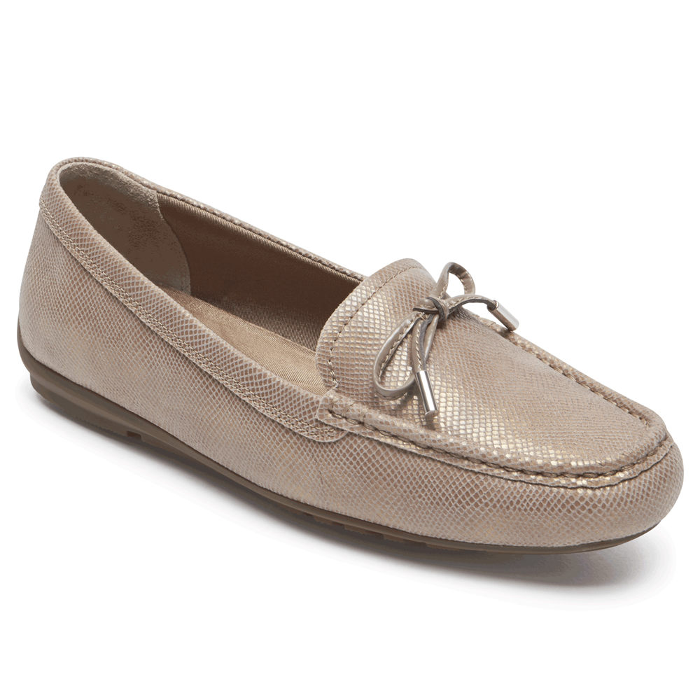 Tenis De Ballet Rockport Mujer Mexico - Total Motion Driving Moc Beige - WAKND9830